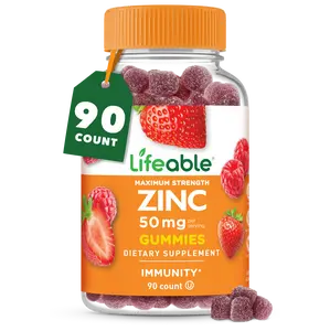 Zinc Gummies | 50mg | Great Tasting Natural Flavor Zinc Vitamins | Gluten Free, Vegetarian, GMO-Free Zinc Chewable | for Immune Support | 90 Gummies | Lifeable