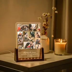 Custom Picture Night Light Wedding Gifts For Couple Personalized Photo Lamp Anniversary Gift For Couple Engagement Wedding Favor