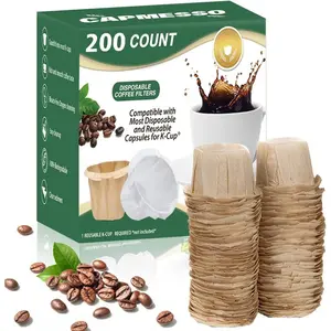 Disposable Coffee Paper Filters, 200 Count Keurg Cup Coffee Filters Compatible with  Brewers  Single Serve 1.0 and 2.0 Coffee Maker (200 Count, Unbleached)