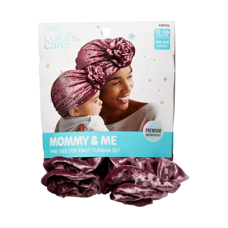 KISS Colors & Care Mommy & Me Pre-Tied Top Knot Turban Set - Berry