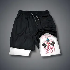 Anime Double-Layer Sports Shorts Graphic Shorts Black Shorts Camo Shorts Streetwear Shorts Men Outfits Men Short Shorts Vacation Outfits Shorts
