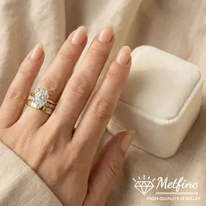 Oval Cut Engagement Bridal Wedding Ring Set for Women Stackable Wedding Band & Promise Ring with Elegant Design and Sparkling Stones, Anniversary Gift