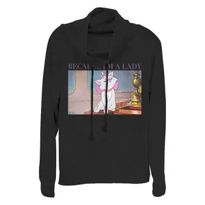 Junior's Aristocats Marie Photo Because I'm a Lady Cowl Neck Sweatshirt