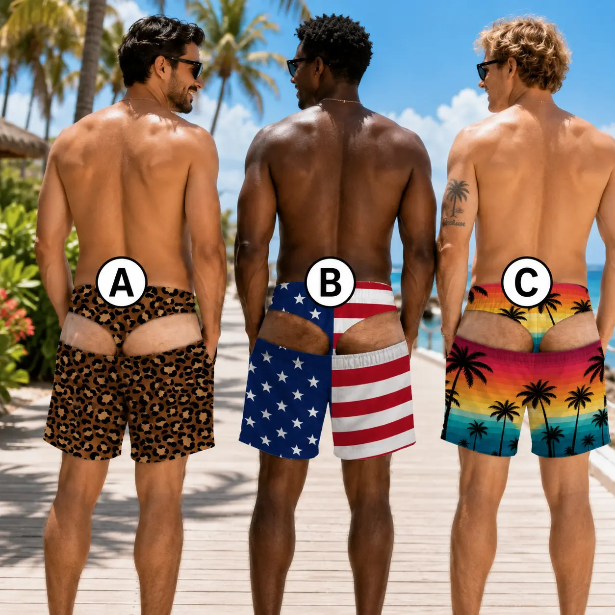 Custom Funny Men Swim Trunks, Personalized Tropical Fish Swim Trunk, Bathing Suit, Gag Gift for Him, Bachelor Party Short, Pool Party Shorts