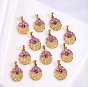 14K Gold Zodiac Sign Charms Pendant, 12 Constellation Symbols DIY Jewelry Accessories, Amulet for Enhancing Protective Energy, Jewelry Charms for Bracelets/Necklaces, Unisex, Gift for Mom, Graduation Gift