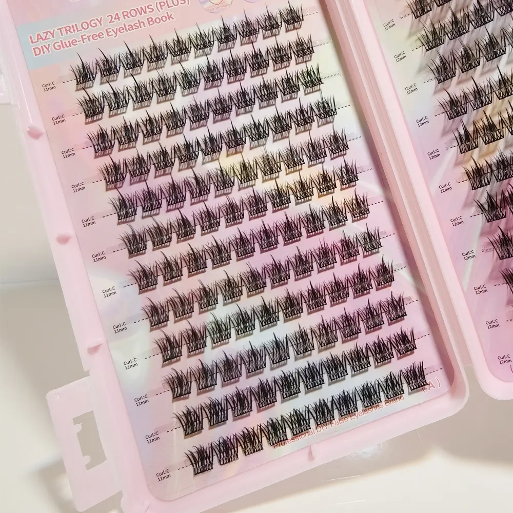 Self-adhesive false eyelash set, segmented self-adhesive lashes, no additional glue required, natural appearance, fluffy eyelash clusters, Fluffy volume eyelashes, Volumized fake eyelashes, fluffy and lightweight, DIY Eyelash Extensions, cosmetics