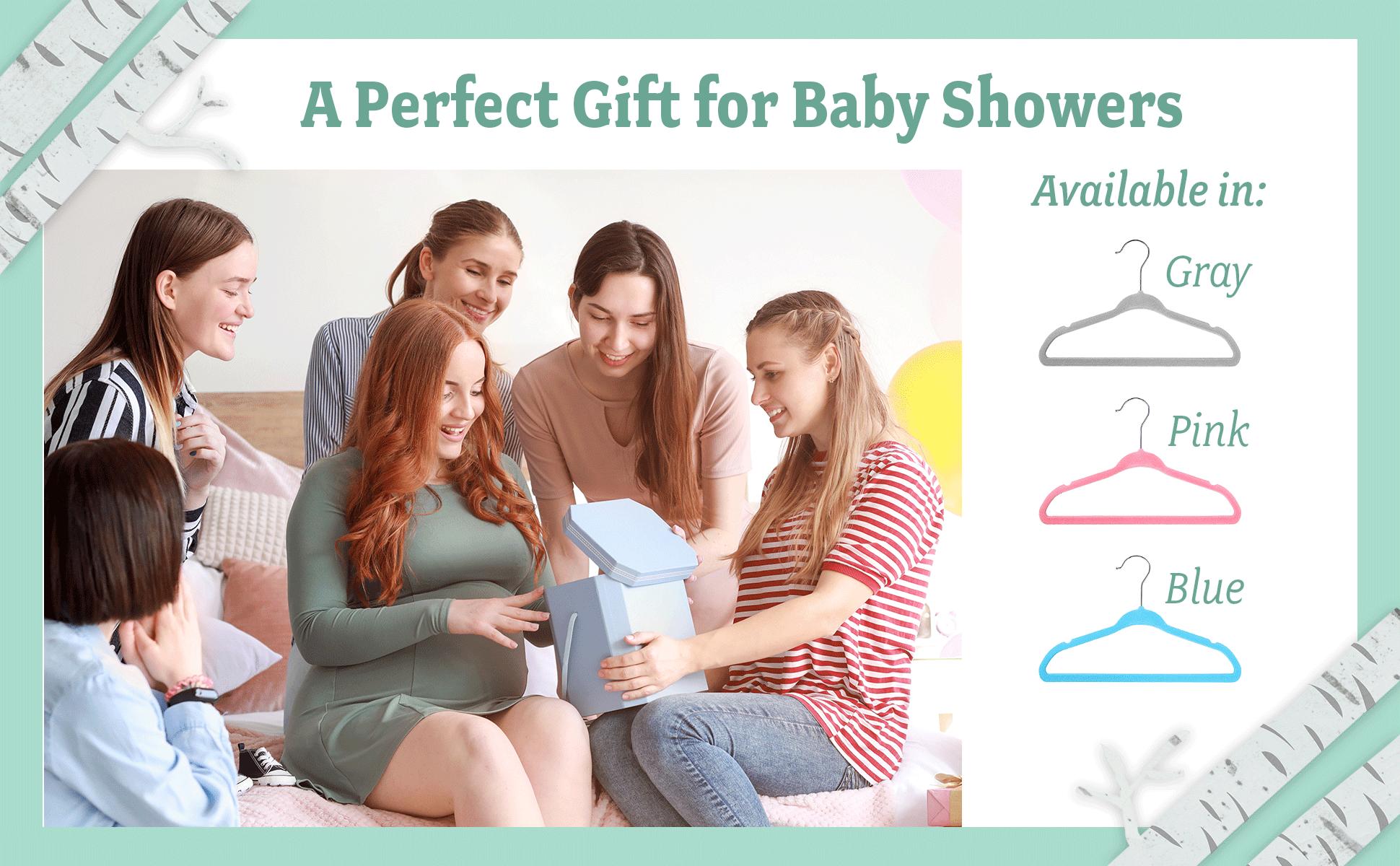 Baby Nest Designs Kids Plastic Velvet Hangers for Closet, Children Non-Slip Hangers Dividers for Nursery Closet Organizer, Grey - Pack of 15