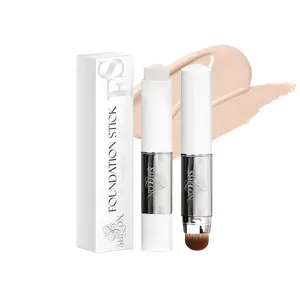 2 in 1 Korean Color Changing Foundation Stick with Brush, Cover Cream Stick Foundation, Moisturizing Long-Lasting Hydration Makeup, Light Coverage Concealer, for All Skin Types