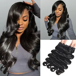 Beauty Queen Body Wave Bundles Human Hair 16A Unprocessed Virgin Remy Human Hair Full And Thick Natural Color Hair Extensions