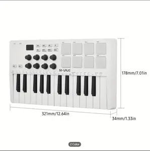 USB Keyboard ,25-Key MIDI Control Keyboard Mini Portable USB Keyboard MIDI Controller with 25 Velocity Sensitive Keys 8 RGB Backlit Pads 8 Knobs