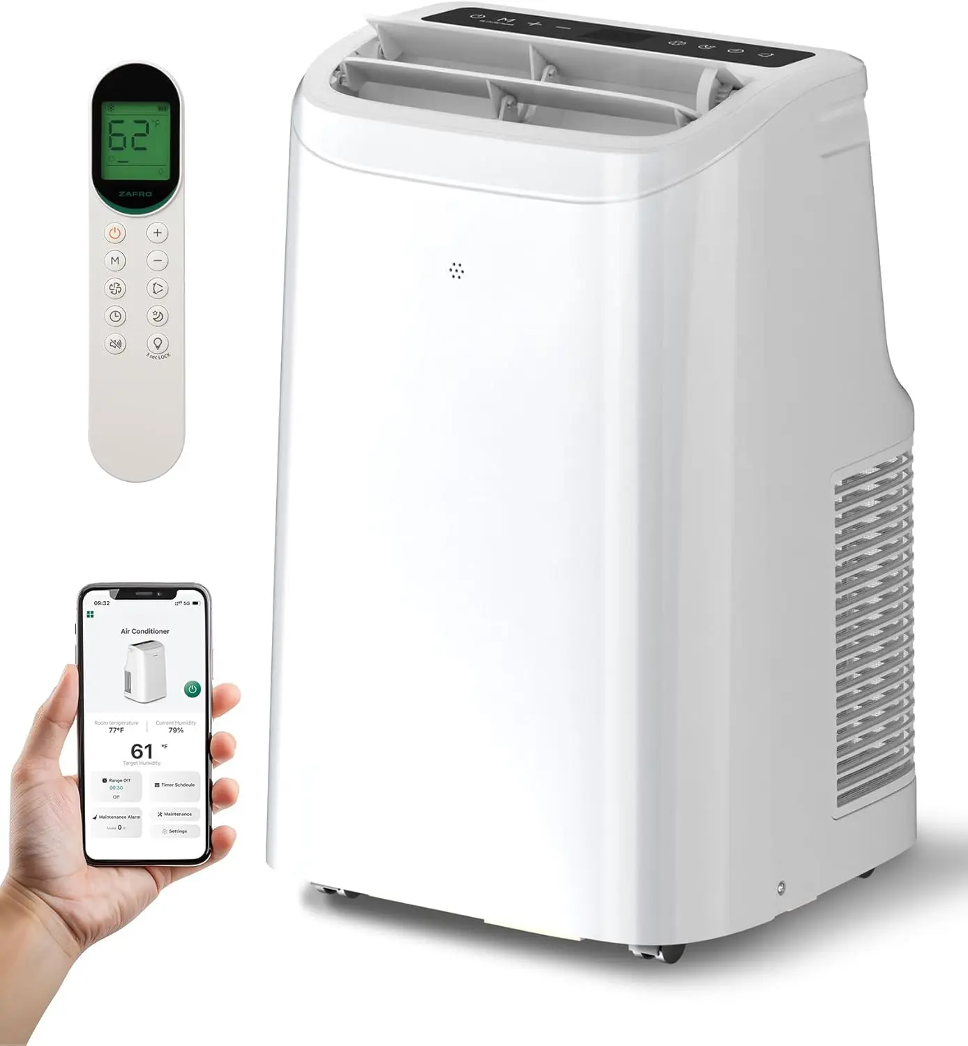 XBEAUTY 12000 BTU Portable Air Conditioners, AC Unit for Bedroom with Drainage-free Cooling, Fan & Dehumidifier, 47dB Quiet, 24H Timer, APP Control/Remote/LED Display summerwins,summerwins