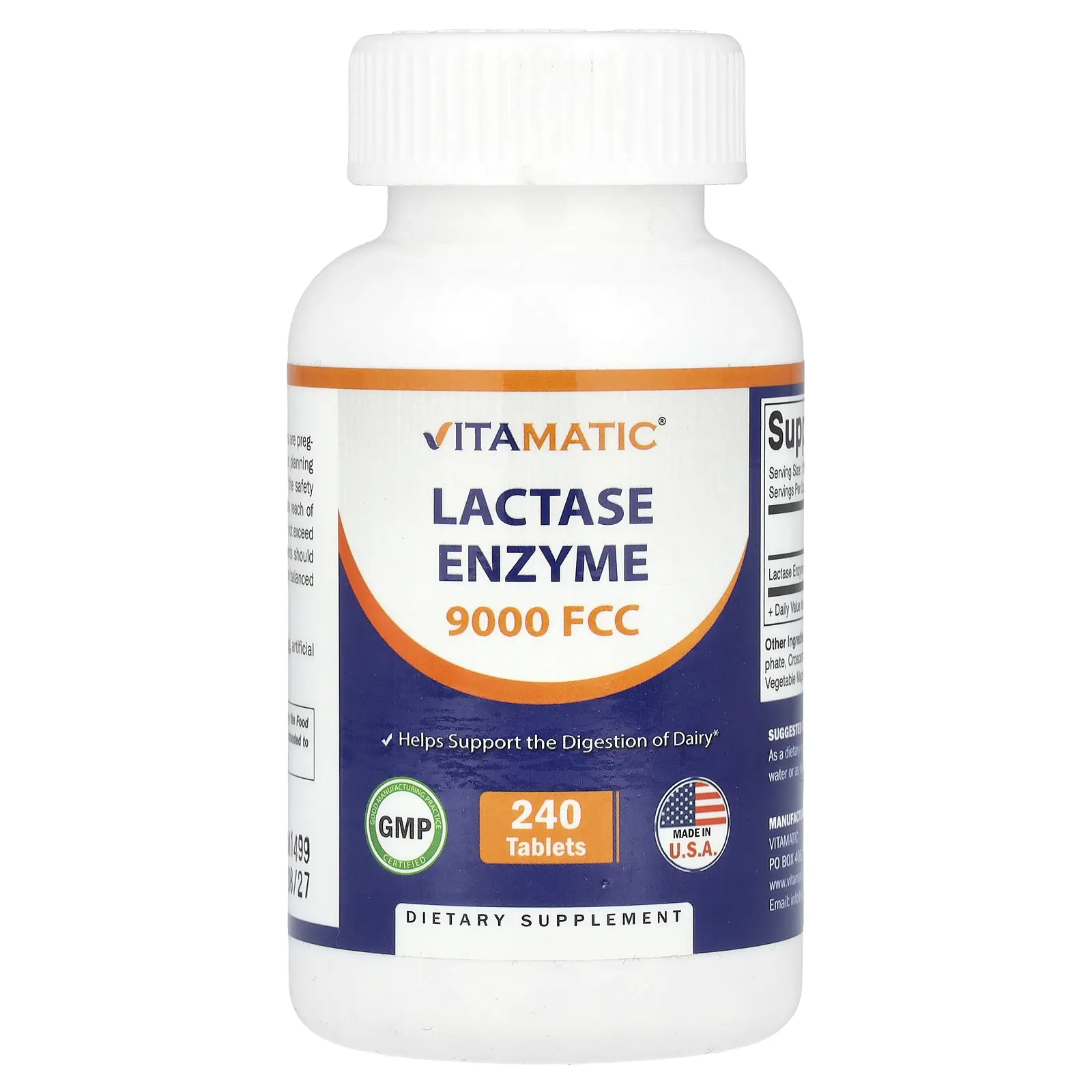 Vitamatic Lactase Enzyme, 9,000 FCC, 240 Tablets