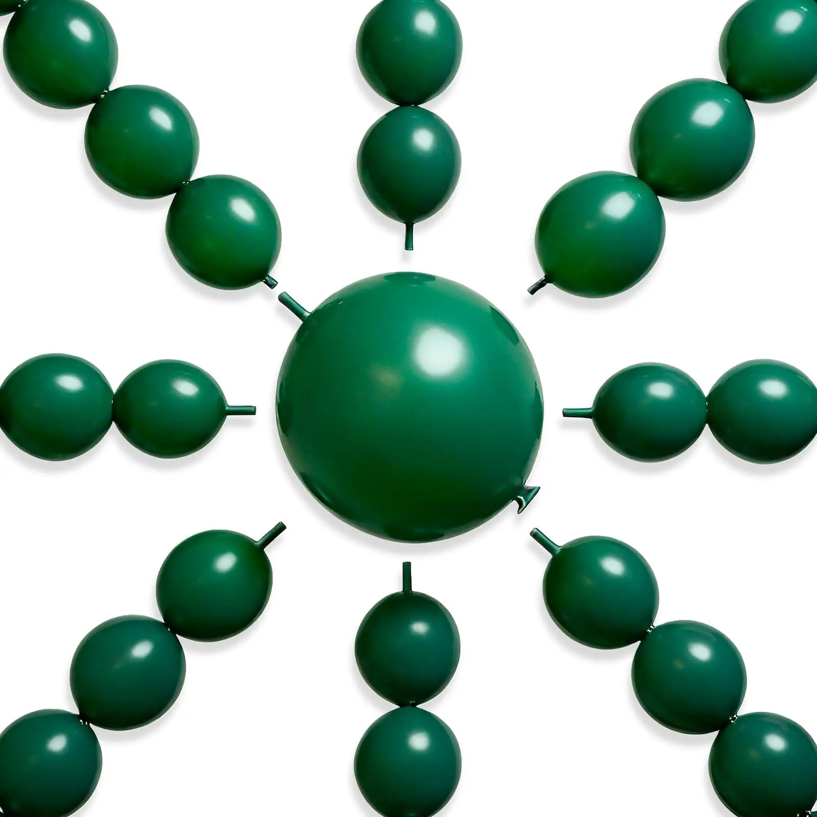 PartyWoo Thick 12-Inch Dark Green Link-Shape Float Balloons, 100pcs Emerald Balloons for Wedding, Dinosaur Jungle Themed Party Decorations Green-W10