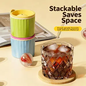 Two-Piece Ice Cube & Ball Molds, Home Silicone Press Mold Tray, Easy Release Quick Freeze Ice Box, Refrigerator Ice Maker