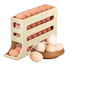 4 Tier Automatic Rolling Egg Dispenser: Keep Eggs Safe and Kitchen Organized Sturdy Utensils