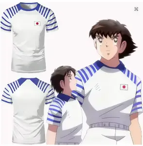 Captain Tsubasa Anime T-shirt With Japanese Flag Print Summer Breathable And Quick-drying T-shirt Customizable Gift For Fans
