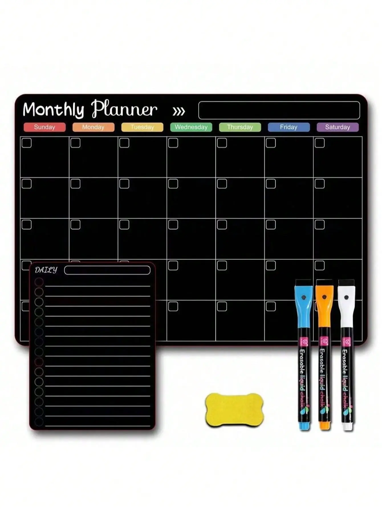 Monthly Planner & Daily Weekly Organizer for Busy Homes - Magnetic Calendar with Markers for Kitchen Chaos to Clarity
