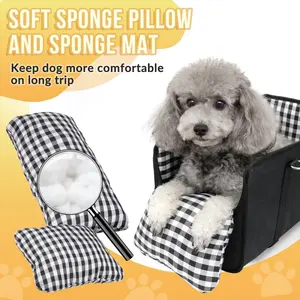 Console Dog Car Seat, Vehicle Interior - Portable Dogs Armrest Booster Seat for Small Dog, Anti-Collapse Pet Car Seat with Soft Cushion Safety Belt, Support Pet Up to 11lbs (Black)