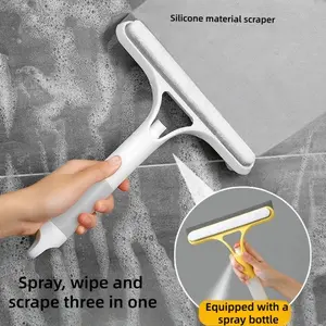 Three-In-One Window Cleaning Tool, Easy-To-Clean Glass Scraper with Spray Bottle, Multi-Functional Home Cleaner for Kitchen Bathroom Living Room Floor Car Windshield Rearview Mirror, Car Cleaning Supplies