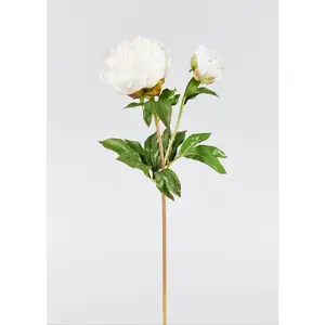 Real Touch Peony Faux Flower in Cream White - 27"
