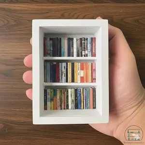 DIY Mini Bookshelf Kit, Portable Decorative Shelf for Small Spaces, Unique Home Library Display Rack, Charming Wooden Bookshelf