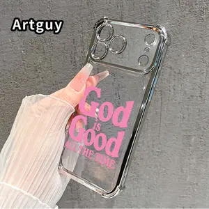 Protective Four Corners Plated Clear Phone case for iPhone 17 Pro Max 16 15 Plus Air 14 13 12 11 E Divine Goodness Always Patterned Shockproof Transparent Soft Silicone Cover