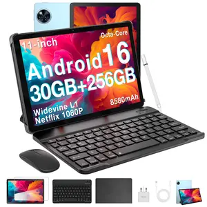 U11 Pro-V Android 16 Tablet 11 inch Gemini AI, 30GB+256GB (2TB TF) Gaming Tablet, 8580mAh, 90Hz Display, WiFi 5, T7200 Octa Core, 13MP+5MP, Tablet with Keyboard, Stylus, Mouse, Case