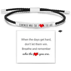 Remember Who The You Are Tube Bracelet For Women Men, 18k Gold Handmade Adjustable Trendy Charms Stainless Steel To My Daughter/Best Friend Inspirational Gifts Jewelry