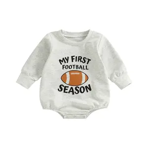 Newborn Baby Boy Girl Football Outfit Football Letters Print Long Sleeve Romper Bodysuit Set Fall Winter Clothes