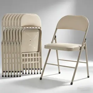 Foldable Metal Chairs Set of 6, PVC Upholstered, Stackable Folding Chairs for Party, Wedding, Convention, Heavy Duty Portable Chairs for Indoor Outdoor Use