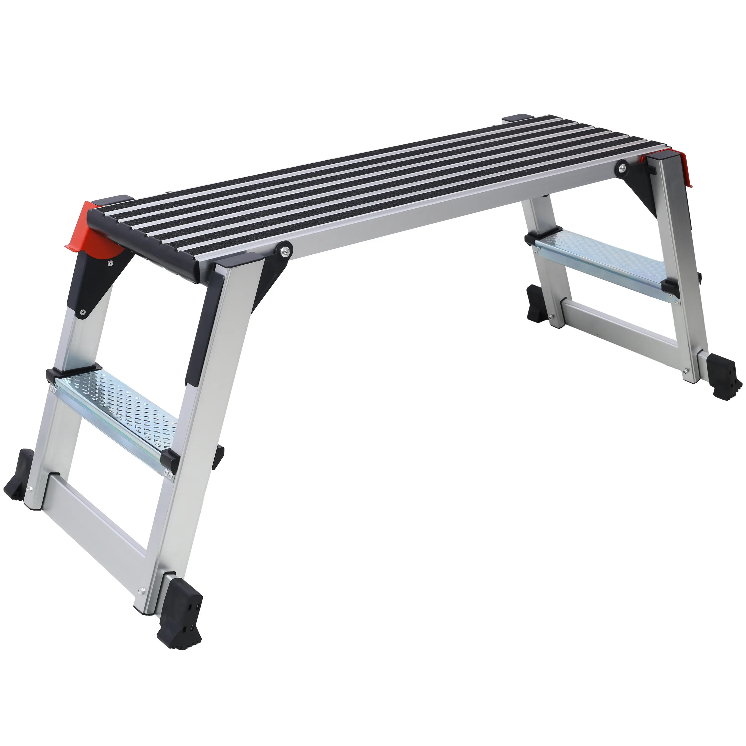 Aluminum folding maintenance platform ladder, weighing 330 pounds, anti slip and wear-resistant tabletop to prevent slipping at high altitudes, portable folding storage warehouse, home decoration construction climbing stool