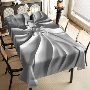 JIT 1pc 2D Flat Modern Gray and White Floral Pattern Rectangular Tablecloth, for Kitchen, Living Room, and Dining Table, Kitchen Accessory, Party, Room & Outdoor Decorative Tablecloth, a Tablecloth Gift for Friends