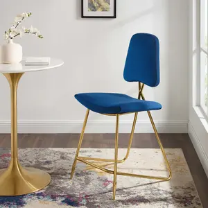 Modway Ponder Performance Velvet Counter Stool in Navy