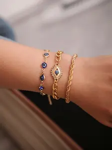 This retro evil eye bracelet set features a woven design that is simple, stylish, and suitable for everyday wear, Fashionable Bracelet