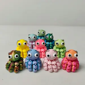 FuRise 3D Printed Cute Octopus Keychain – Creative Pendant, 15 Colors, Modern Art Design, Cross-Border Popular