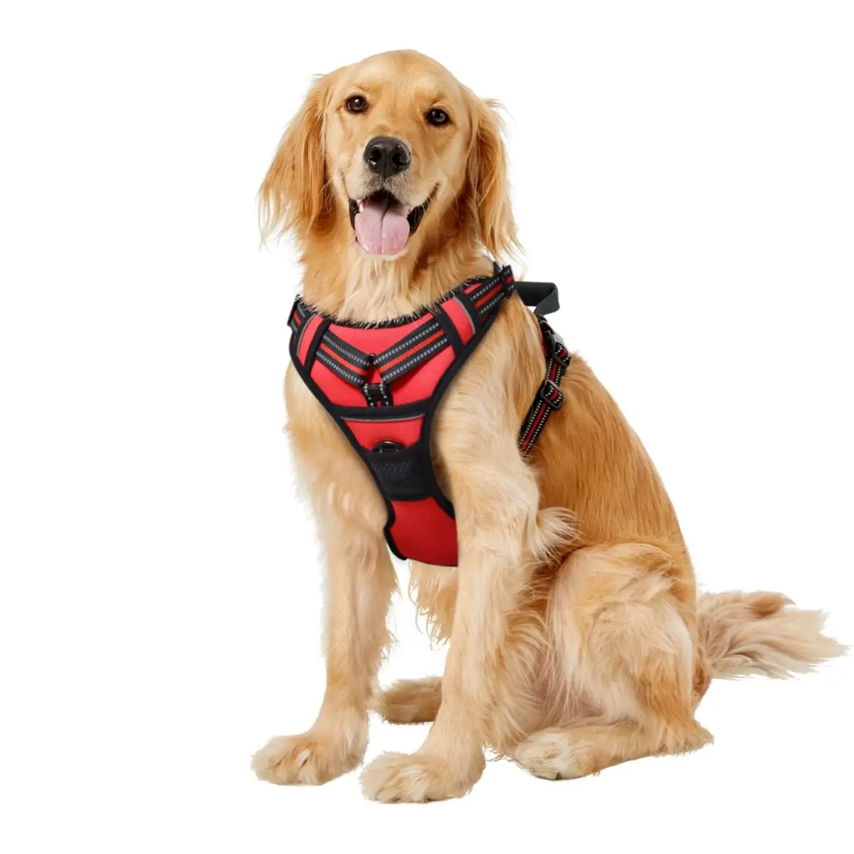 360 stand GDH-2132RD Padded Reflective Dog Harness, Adjustable Lightweight Pet Gear with Top Handle for Night Safety & Easy Outdoor Control, Fit for Small to Medium Large Dogs