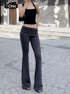 Women's Solid Color Flare Leg Pants, Casual Comfy Trousers for Daily Wear, Ladies Bottoms for All Seasons, Fashion Pants