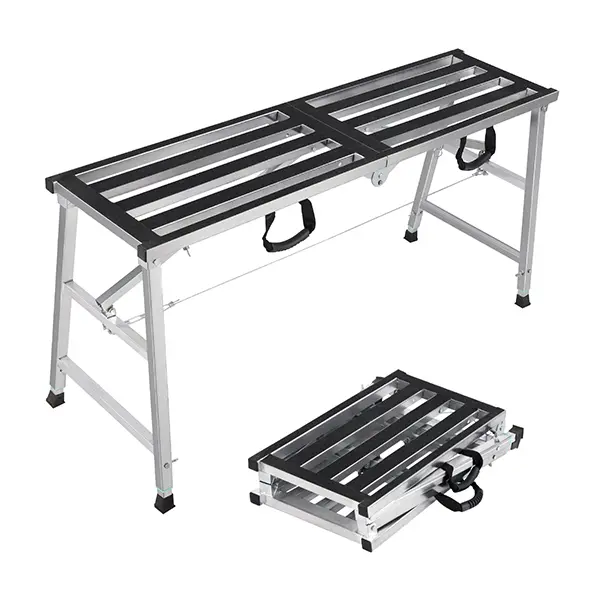 Folding Scaffolding Platform Steel Step Ladder Stool Height Adjustment 27-43"(H) Portable for Home Improvement, Drywall Painting, Maintenance at Height, Maximum Load 600lbs