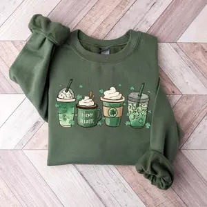 Coffee St Patricks Day Sweatshirt, Coffee Lover St Patricks Gift, Lucky Shamrock Sweatshirt, Irish Day Gift - LORA ATCHER