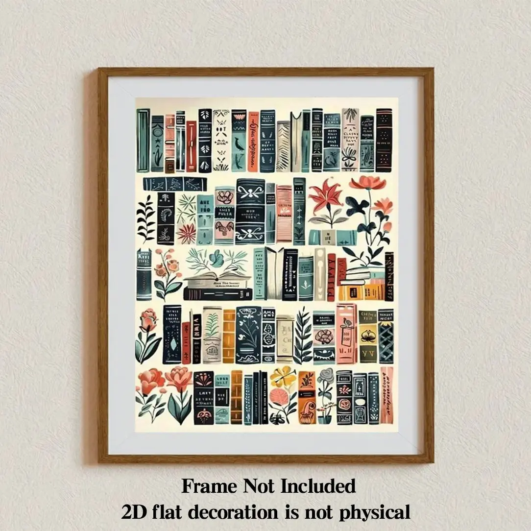 8x10 Inch Unframed Vintage Library Poster, Art Book Decor Print, Cartoon Reading Wall Decoration, Home Decorative Artwork, Artwork For Walls