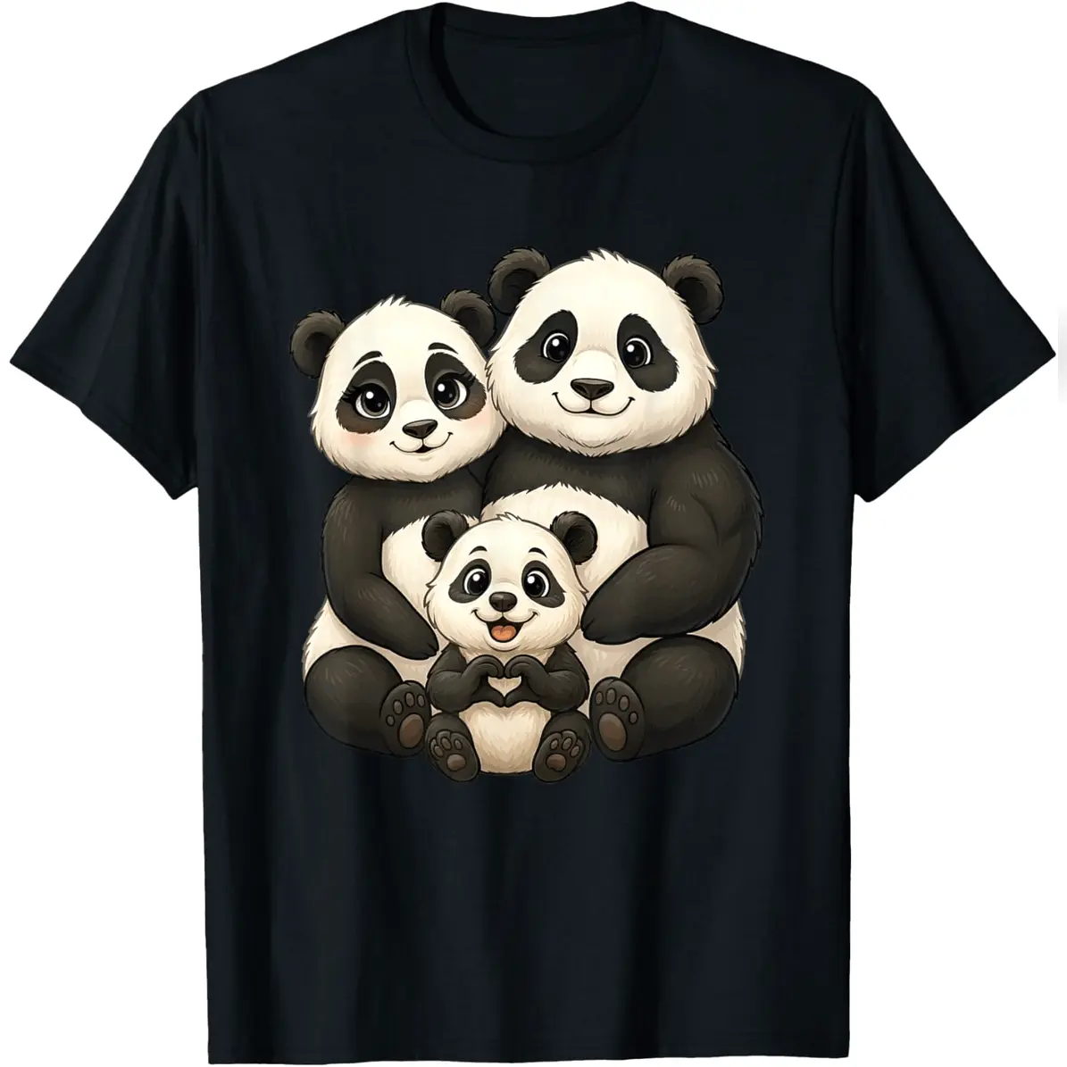 Men's Relaxed Cotton Short-Sleeve Panda Family Graphic T-Shirt, Menswear Tops