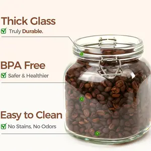 38oz Glass Jar with Lock Lid, Food Grade Sealed Storage Container, Airtight Reusable Containers, Ideal for Coffee Beans, Fruits, Nuts, Flour, Rice, Pickles, Tea Leaves