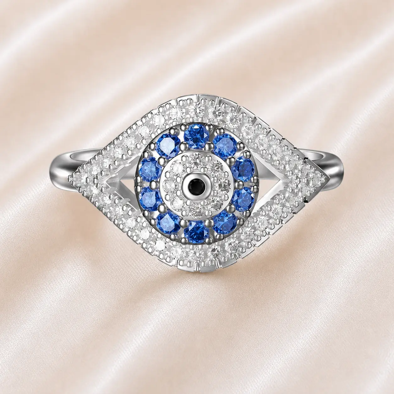 Evil Eye Ring Cube Zirconia Evil Eye Imprint Ring cubic inlay elegant wedding perfect birthday anniversary gift luxury high quality bead oval safety elizabeth promise ring for gf real rings promise rings Valentine's Day gift,New year gift tiktokshopspring