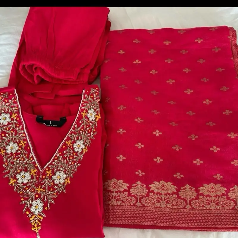 Pink with dola silk shawl