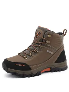 Men's High Top Hiking Boots - Breathable Lightweight Mountaineering Shoes with Shock Absorption, Lace-Up Plain Toe Outdoor Boots for All Season
