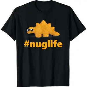 Women's Black Short Sleeves Nug Life Dino Nuggs Dino Chicken Nuggets Dinosaur Nugget Men T-Shirt