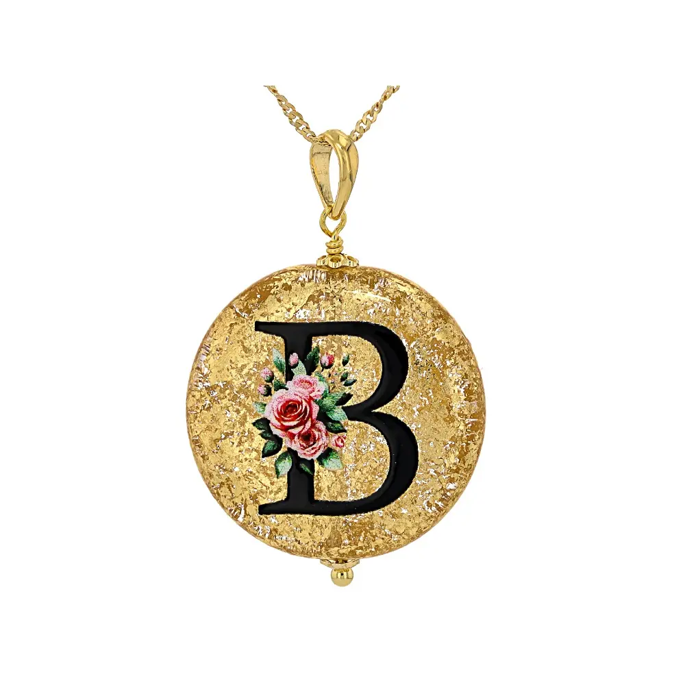 JTV Murano Glass Initial "B" Pendant with 18" Chain