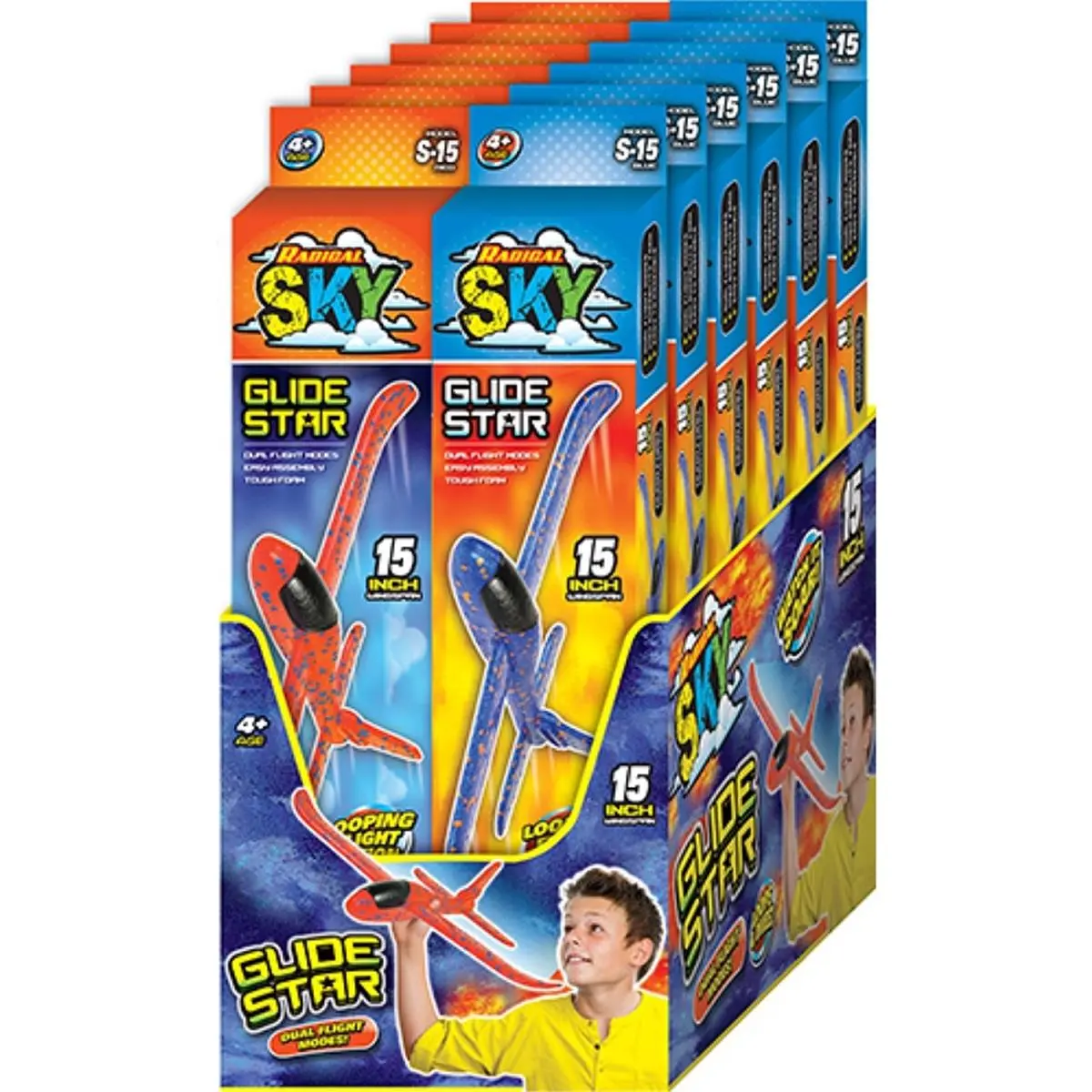 212 MAIN Radical Sky Foam Glider Toy for Small Animals & Rats, 15 in, 3.3 lbs, Assorted Colors, Easy to Assemble, Pack of 12, Glider Toys, 15 Inches