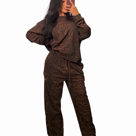 Cheetah Full Stone Oversized Sweater Set - Holiday Fashion - Women’s Sweatshirt