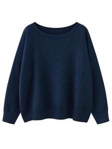 women's plain drop shoulder boat neck sweater, casual fit long sleeve jumper for fall & winter, sweaters for women, fashion ladies' knitwear for daily wear, downtown girl clothes, minimalist womenswear